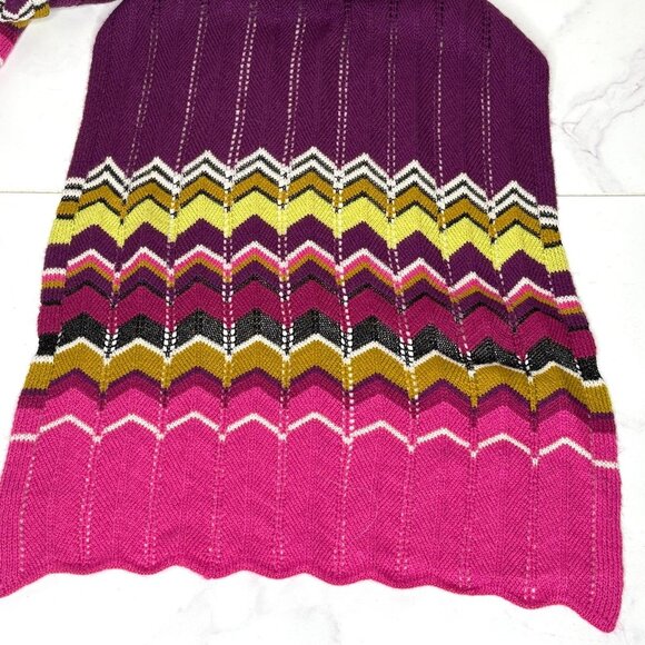 Missoni X Target Wool Blend Purple ZIG-ZAG Chevron Knit 13" x 68" Scarf Ltd Ed - Picture 4 of 7